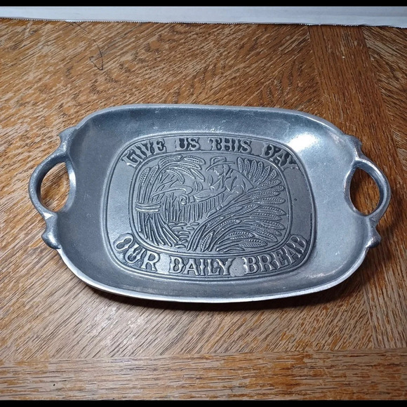 Vintage Sexton 1972 #5008 "Give us this day" Pewter Tray - Picture 1 of 5